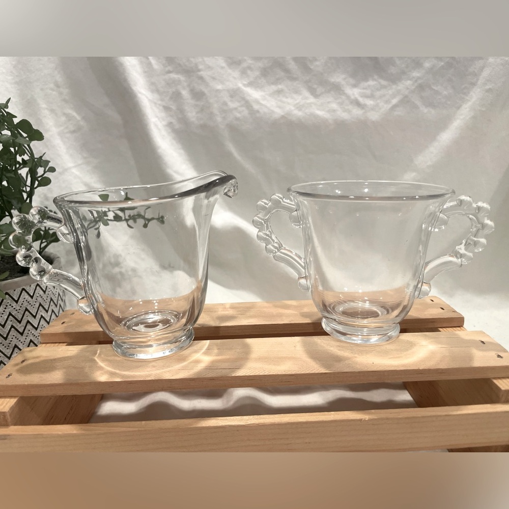 Vintage Imperial Glass “Candlewick” Creamer and Sugar Bowl Set.